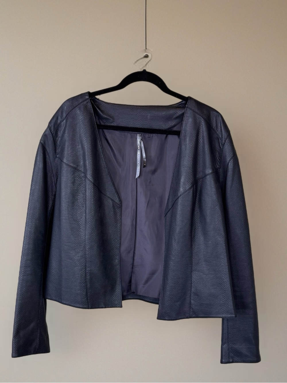 Marc New York Andrew Marc Cropped Faux Leather Jacket Black XL Open Front